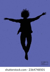 Silhouette of person under water. Falling man isolated vector outline