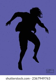 Silhouette of person under water. Falling man isolated vector outline