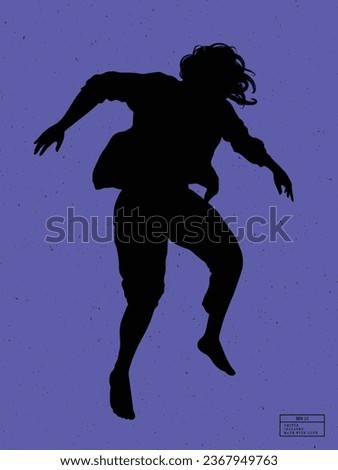 Silhouette of person under water. Falling man isolated vector outline