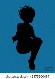 Silhouette of person under water. Lonely man isolated vector outline