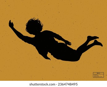 Silhouette de persona bajo el agua. contorno vectorial aislado de nadador