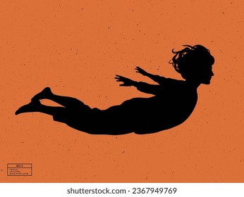 Silhouette de persona bajo el agua. contorno vectorial aislado de nadador