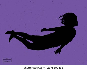 Silhouette de persona bajo el agua. contorno vectorial aislado de nadador