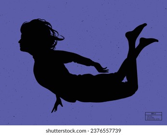 Silhouette de persona bajo el agua. contorno vectorial aislado de nadador