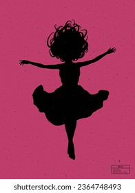 Silhouette of person underwater. Falling woman isolated vector outline