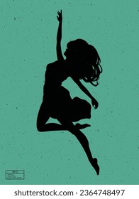 Silhouette of person underwater. Falling woman isolated vector outline