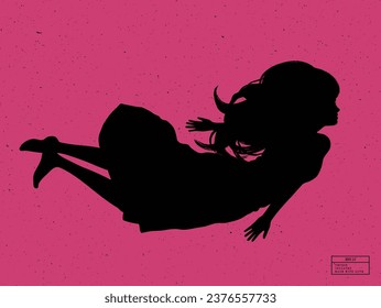 Silhouette de persona bajo el agua. Esbozo vectorial aislado de mujeres nadadoras