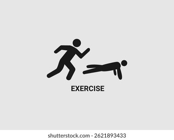 A silhouette of a person in various exercise poses