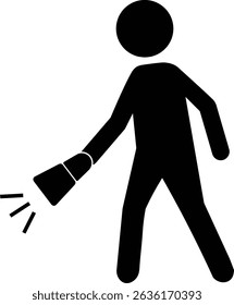 Silueta de una persona caminando con una linterna