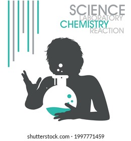silhouette of person watching chemical reaction in beaker