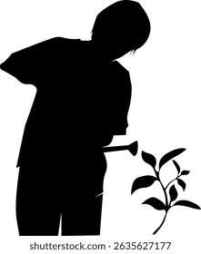Silhouette of a person watering plants, World Environment Day