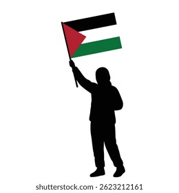 Silhouette Of Person Waving Palestinian Flag Symbolizing Freedom And National Pride