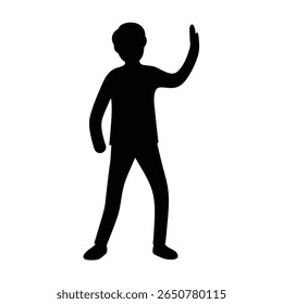 Silhouette of a Person Waving their Hand in Greeting or Gesture