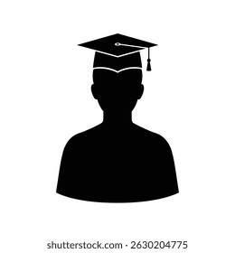 Silhouette of a person wearing graduation cap representing education achievement and success