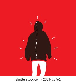 Silhouette Person Wearing a Hoodie Illustration, Abstract Hand Drawn Vector Illustration EPS 10.