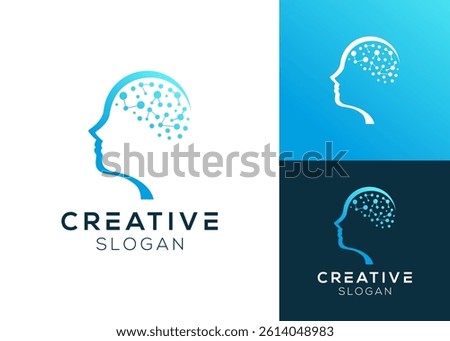 Silhouette of a person's head with neurons or technology logo design for psychology and intelligence