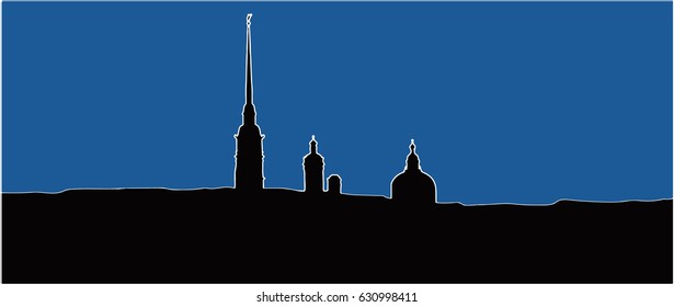 Silhouette of the Peter and Paul cathedral in vector