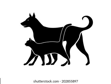 silhouette of pets