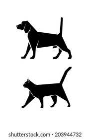 silhouette of pets