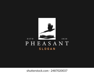 silhouette of pheasant logo design. Beauty pheasant logo