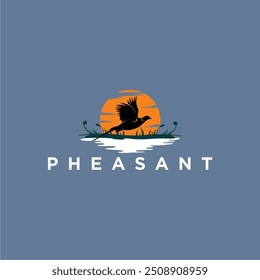 Silhouette of pheasant logo design. beauty pheasant logo.
Beautiful flying bird, pheasant logo design template.