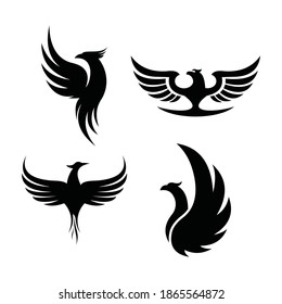 silhouette phoenix icon logo vector isolated for bird company