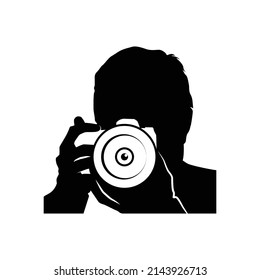 silhouette of photographer with camera, logo photography elements