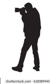 Silhouette of photographer for working vector