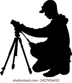 Silhouette of photographers people vector