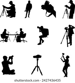 Silhouette of photographers people vector