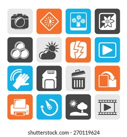Silhouette Photography and Camera Function Icons  - vector icon set