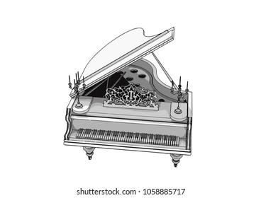 silhouette of piano vector