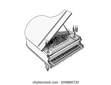 silhouette of piano vector