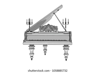 silhouette of piano vector