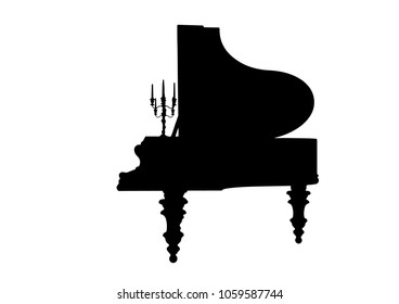 silhouette of piano vector
