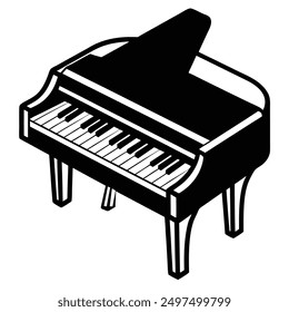 The silhouette of a Piano vector illustration.