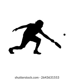 Silhouette of a Pickleball Player Serving the Ball, Minimalist Tennis Player in Action Vector