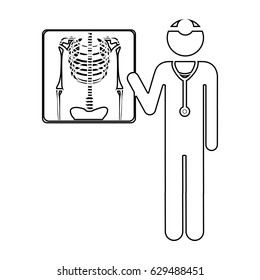 silhouette pictogram doctor and radiography vector illustration