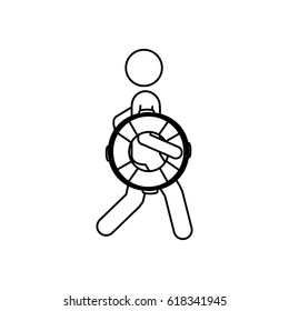 silhouette pictogram male with lifeguard float vector illustration