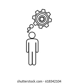 silhouette pictogram man thought in a pinion vector illustration