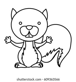 silhouette picture cute chipmunk animal rodent vector illustration