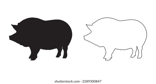 Silhouette of a Pig - High-Resolution Pig Vector Outline
