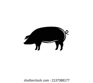 Silhouette Pig Icon. Pig Vector Design Template.