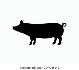 Silhouette Pig Icon Vector. Pig Isolated Black Silhouette Pig Stock Vector.