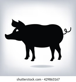 Silhouette of pig isolated on white background. 