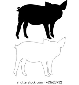 silhouette of a pig, isolated, outline