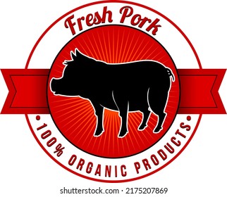 Silhouette pig logo for pork products illustration