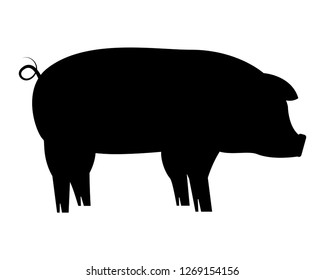 silhouette pig on white background