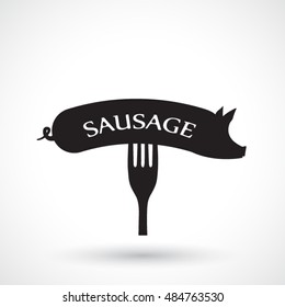 silhouette pig shape sausage icon