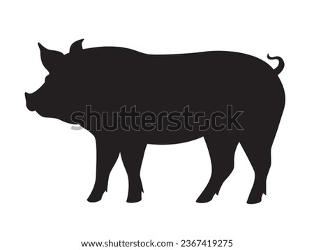 Silhouette of a pig, side view. Vector illustration isolated on white background